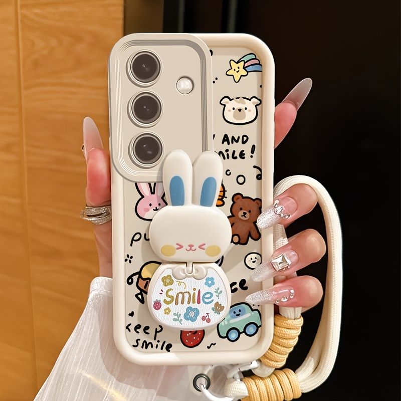 TEMU Phone Case - 3pcs (cute Animal Pattern Phone Case And Lanyard And Stand) For Galaxy S24/s25 Ultra/s25 Plus/s25/s25 Fe/s26 Plus/s26 Ultra/s26/s24