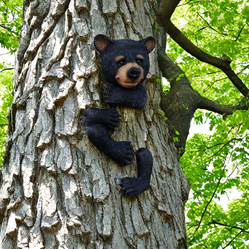 

Black Bear Sleeping On Tree Branch Statue Wildlife Forest Country Cabin Decoration Bear Statue Tree Hanging Decoration