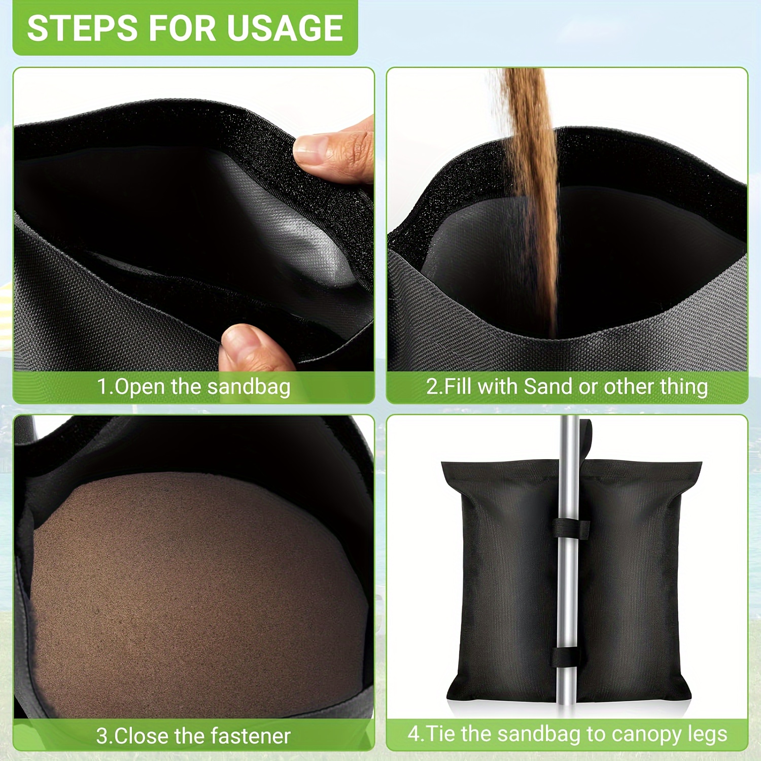 4pcs Canopy Weight Sand Bag, Fixed Windproof For Canopy Outdoor Advertising Tent Sunshade, Pop Up Canopy Tent Weight Bag (No Sand)