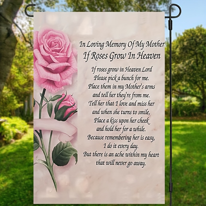 

1pc, In Loving Memory Of My Mother Garden Flag, In Loving Memory Gift, Mother's Day Flag, Outdoor Decorations Double Sided Waterproof Burlap Banner 12*18inch