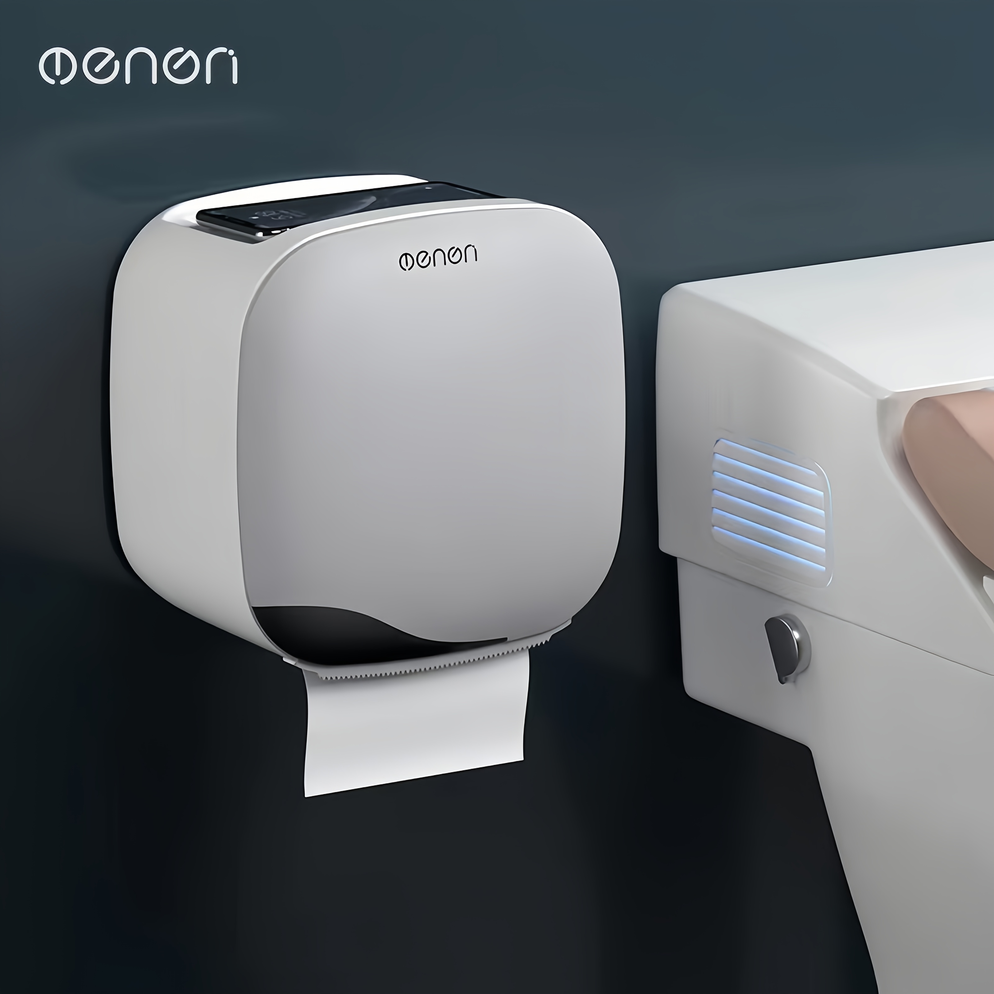 Image of Creative Tissue Box For Bathrooms, Plastic Tissue Holder For Toilets, Bathroom Paper Dispenser, Stylish And Minimalist Roll Paper Box, No Drilling Installation Required