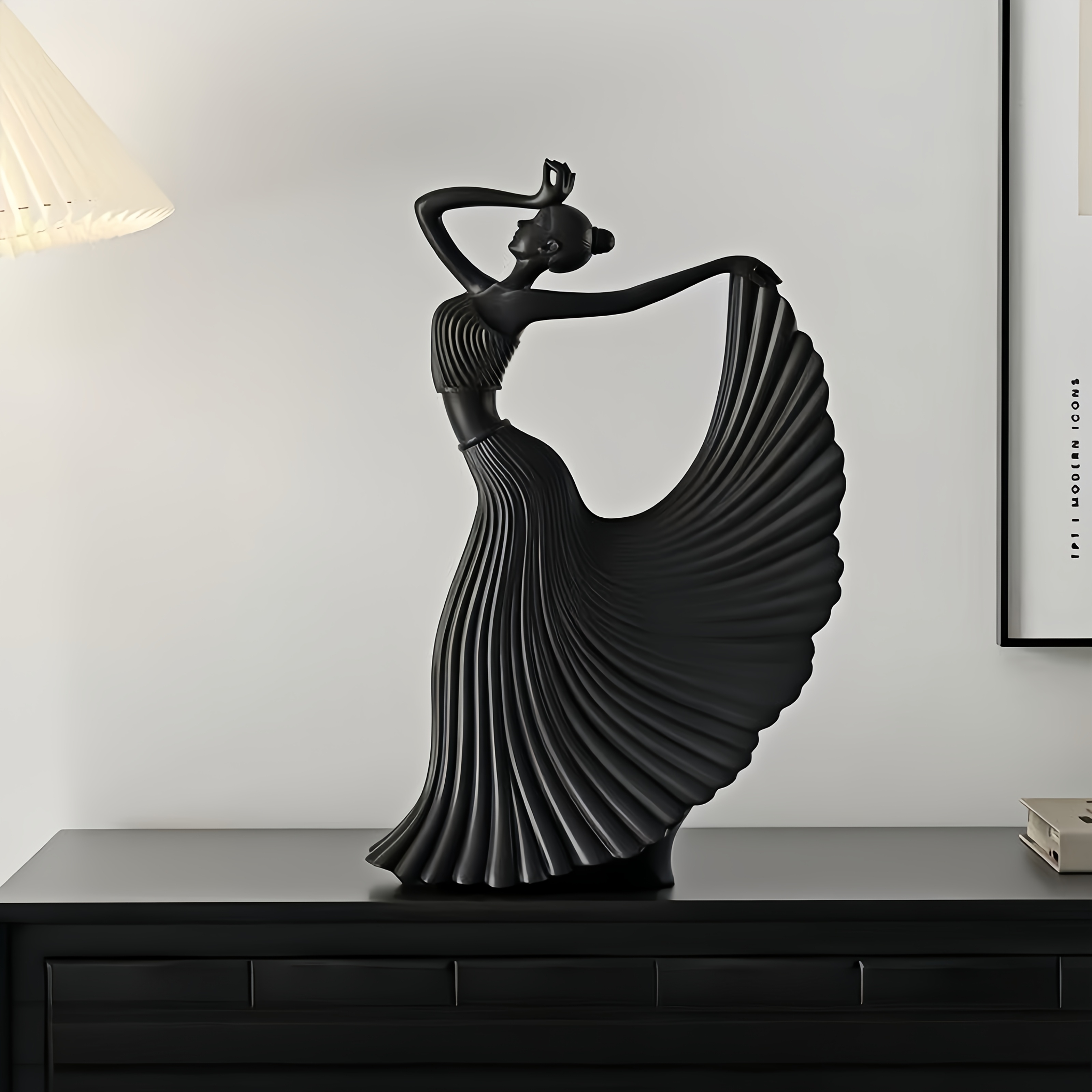 1pc Abstract Dancer Figurine, Resin Art Sculpture, Modern Minimalist Home Decor, Black/White, for Living Room Bedroom Office, Aesthetic Tabletop Ornament