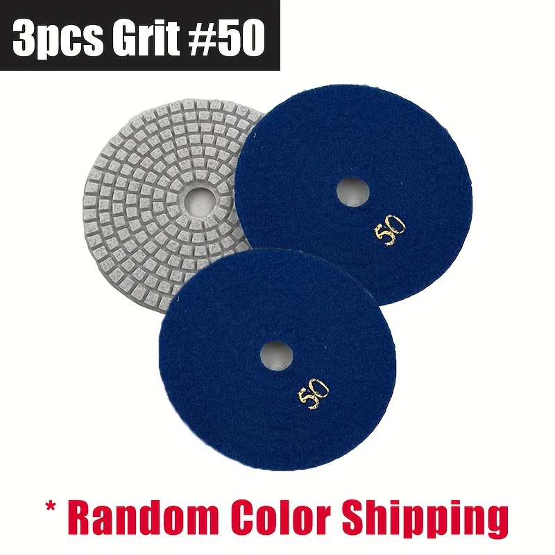 Image of 3pcs 4 Inch Emery Polishing Pad, Grit#50-#8000 Water Sanding Stone Piece For Granite Marble Concrete Quartz Countertop Polishing And Refurbishment