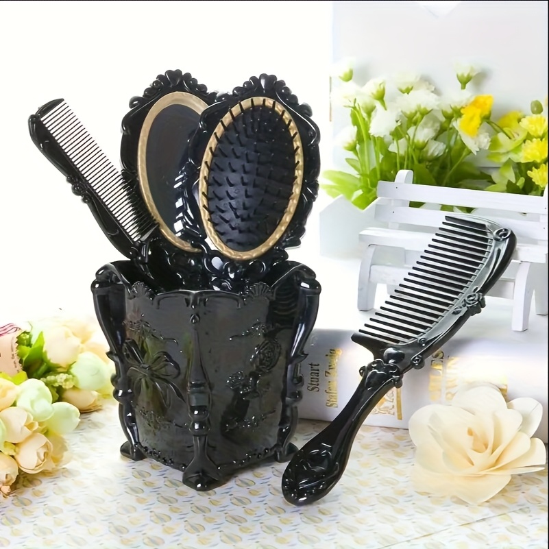 

Comb Set, Scalp Massage Hairbrush With Mirror, Retro Hair Comb, Makeup Hair Comb