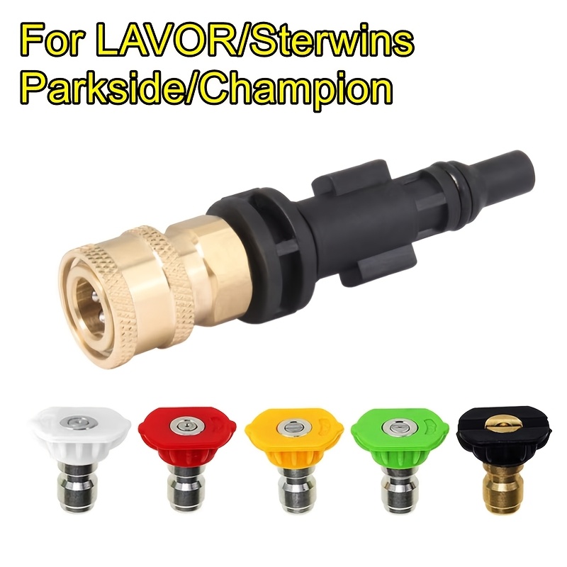 

6pcs Adaptateur de Rapide Pour Laveuse À Haute Pression, Coude de 1/4" Avec , Compatible Avec LAVOR/ Parkside/Champion, Matériau En Plastique Dur, Avec Kit de Connecteur Universel