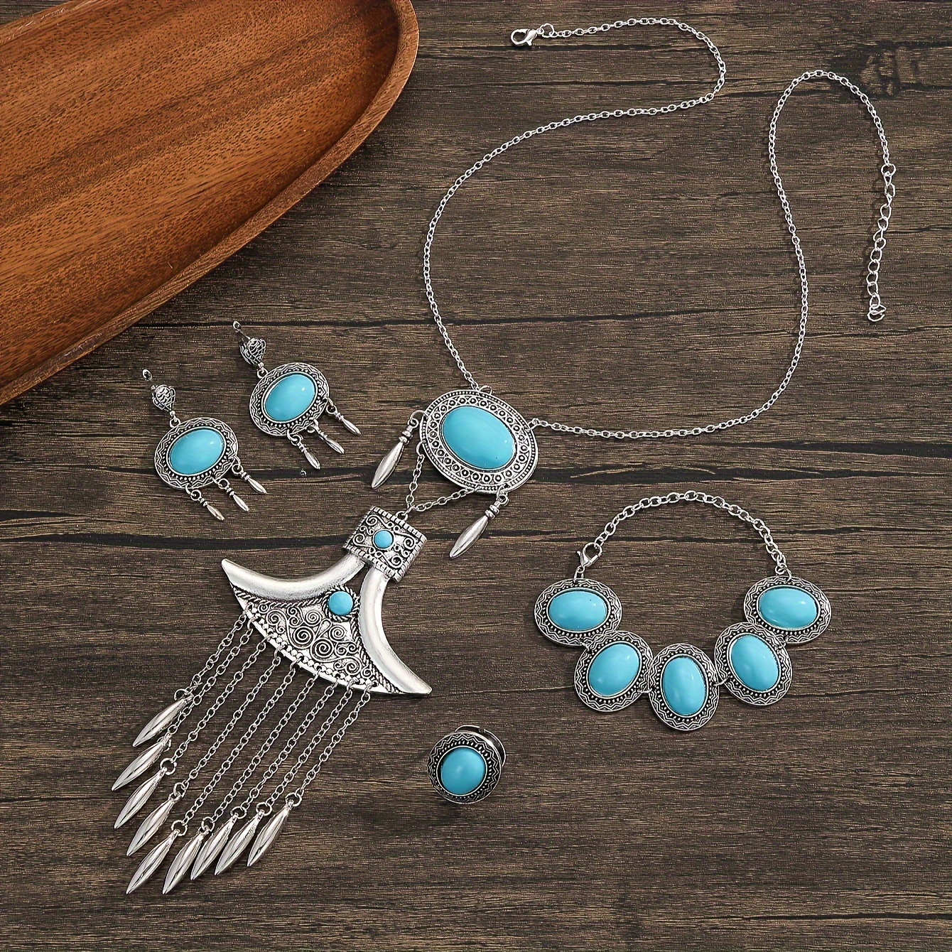 Exotic Red Tassel Jewelry Set for Weddings