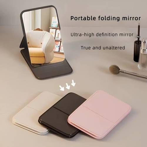 mini portable small mirror makeup mirror student bedroom folding mirror desktop home office dressing mirror