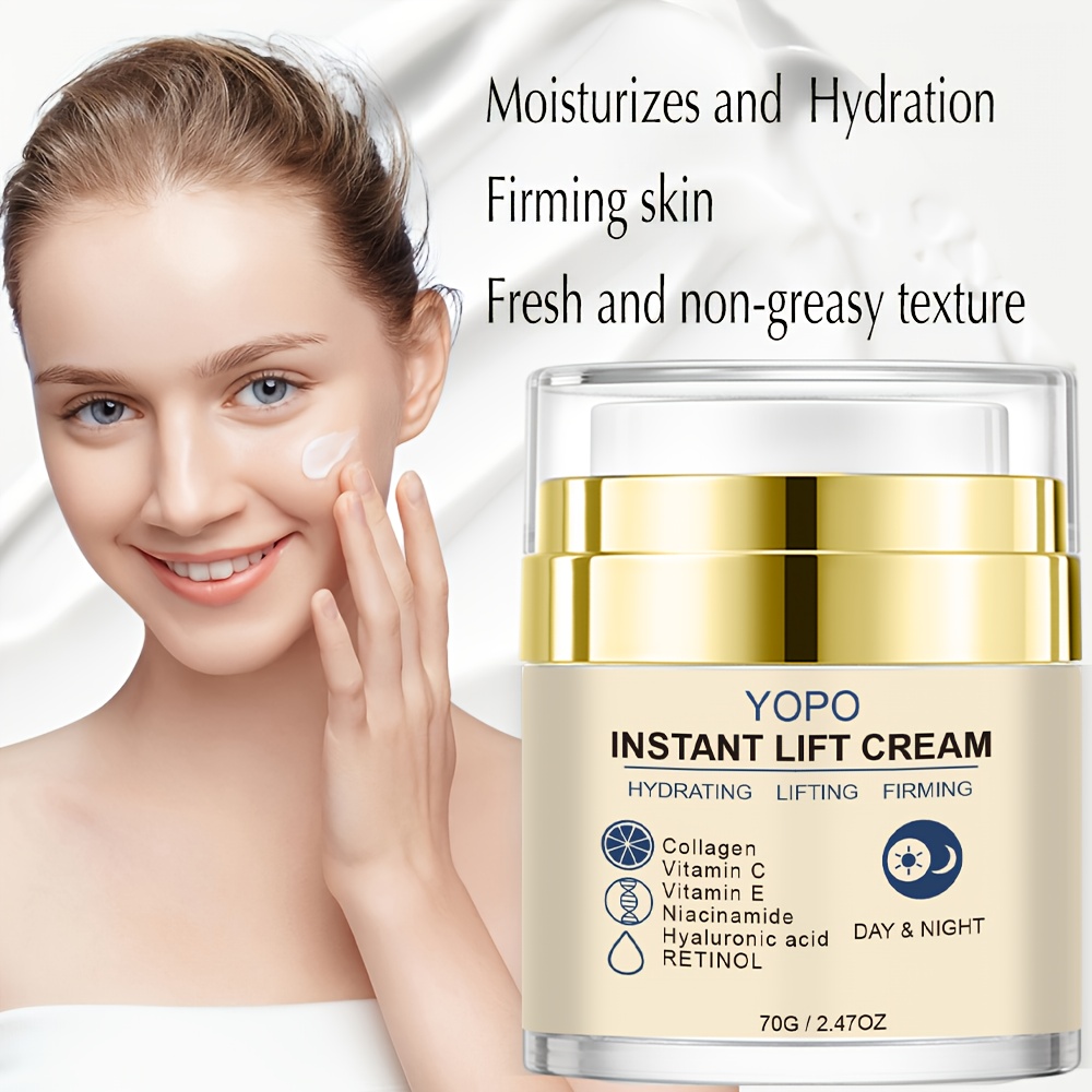 Ny Instant Face Lift Cream med Hyaluronsyre og Sheasmør - Bedste Øjen, Hals, Ansigtsopstramning, Løft og Opstrammende Creme til Glat Udseende, Det Look, Eller De Aldrende Mærker, Hudpleje, Der Gør Beige Udseende Yngre, Hudpleje