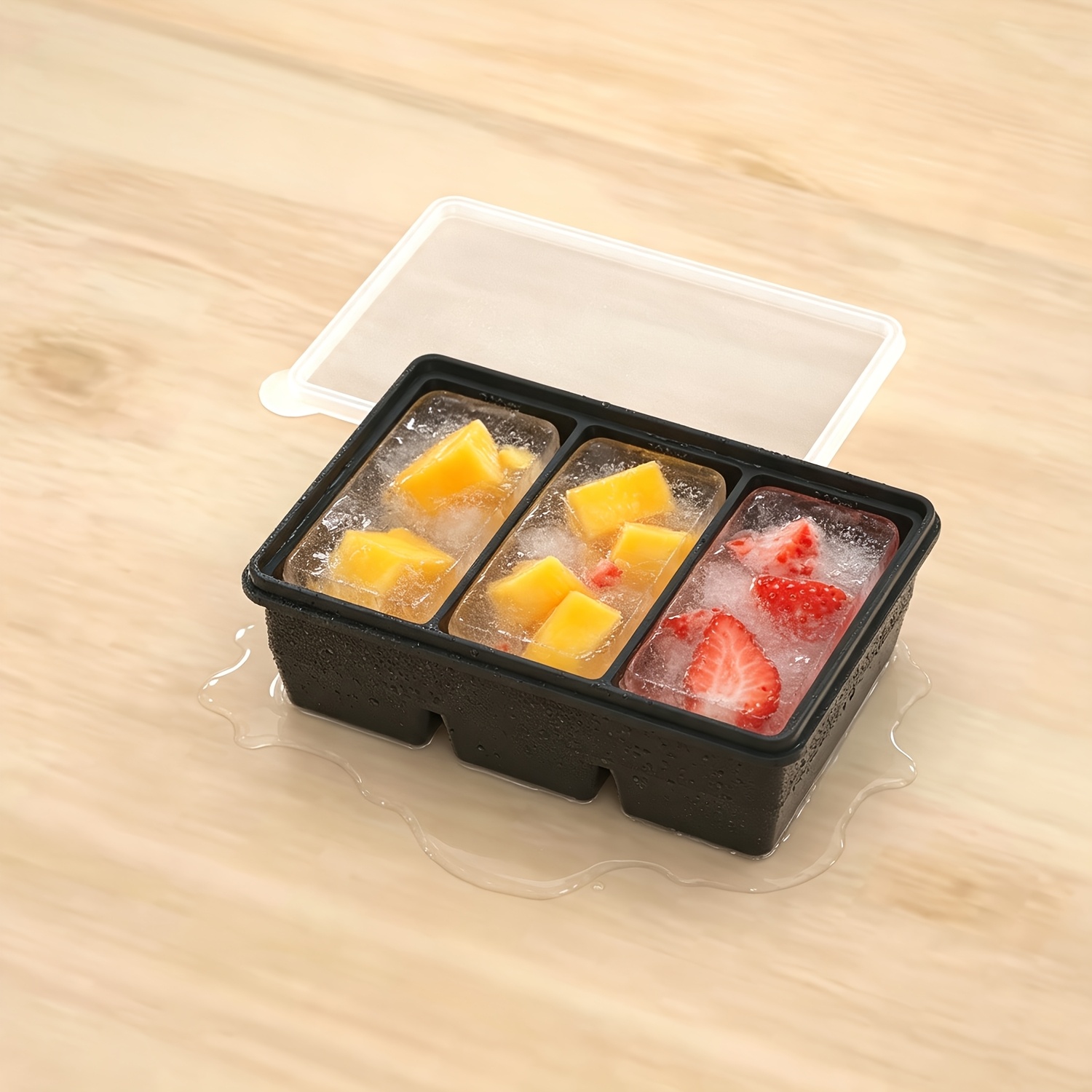 TEMU Easy-release Silicone Cube Ice Trays With Lids, Flexible Reusable Large Freezer Molds, 1 Cup For Soups & Sauces, Dishwasher Safe, Mother's Day