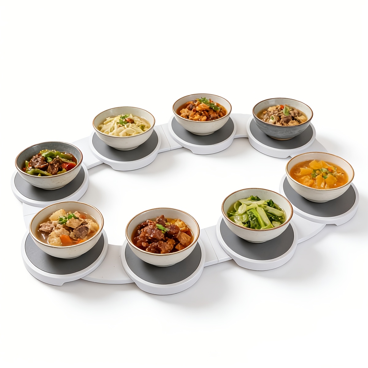 Lazy Susan Turntable Set Of 8 Trays, Portable Manual Rotating Serving Tray, Smooth Rotation, Abs Material, Suitable For Rectangular And Oblong Tables, Rotating Plate Tray.