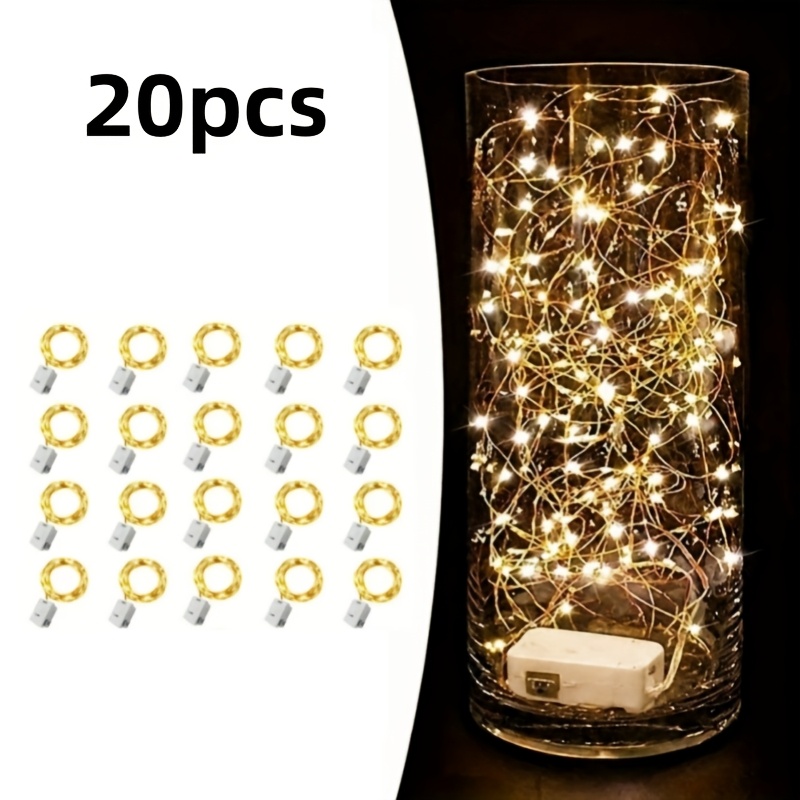 TEMU 20pcs Fairy Tale Lamp String Light Battery Operated 7.2ft 20 Leds Mini String Light, Firefly Starlight Bedroom, Suitable For Wedding, Party,