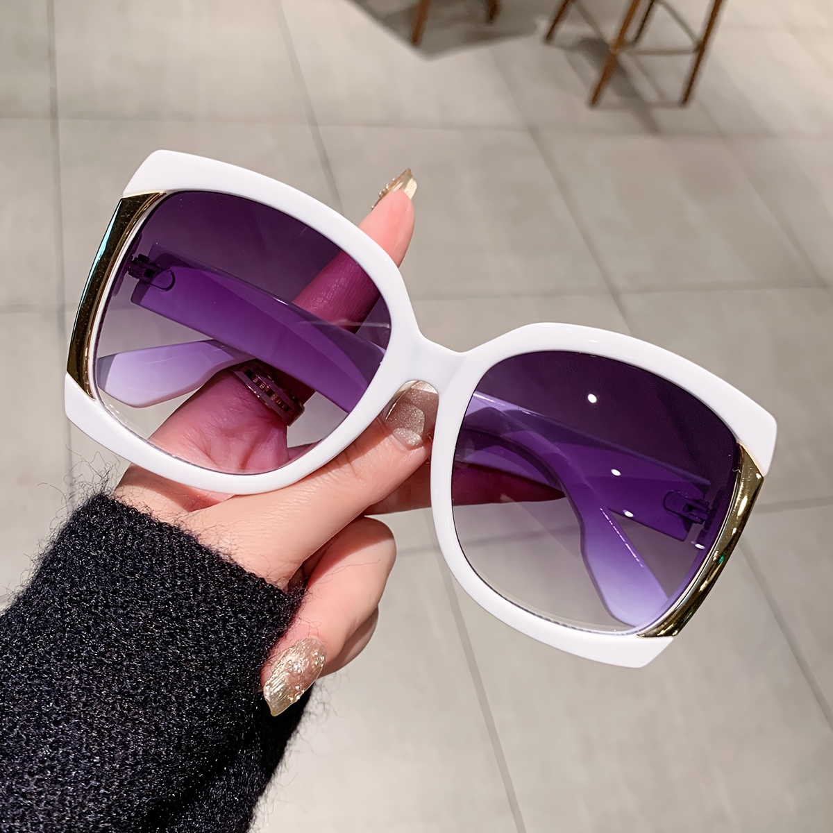 oversized square fashion glasses y2k fashion gradient pink Temu