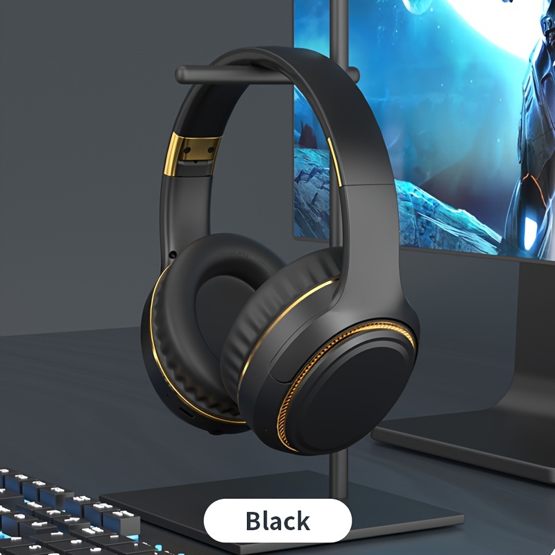 TEMU Casque Audio Fil Sur-Oreille, Casque Pliable Portable avec Micro, Appels Clairs, Radio FM, Câble AUX 3,5 mm et Lumières Respirantes, Coussinets
