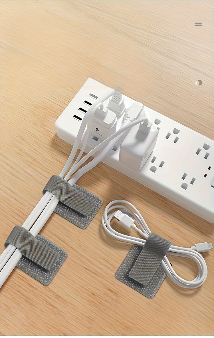 20/50/100pcs of Black And White Data Cable Organizers, Power Strip Cable Holders, Charging Line Fixers, And Self-Adhesive Ties for Cable Management