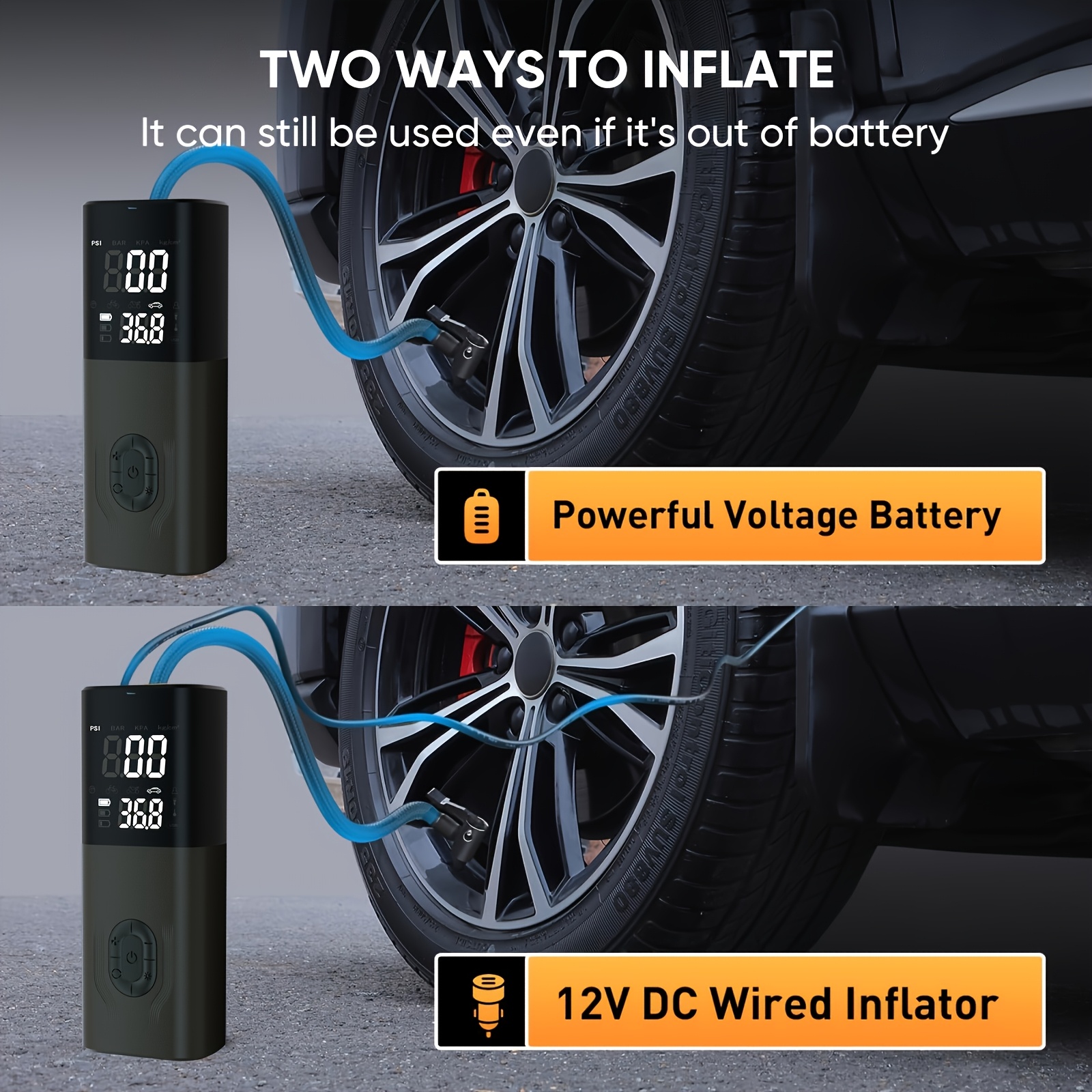 150 PSI Cordless Tire Inflator with 4000mAh Battery for tire pressure service detail image 1
