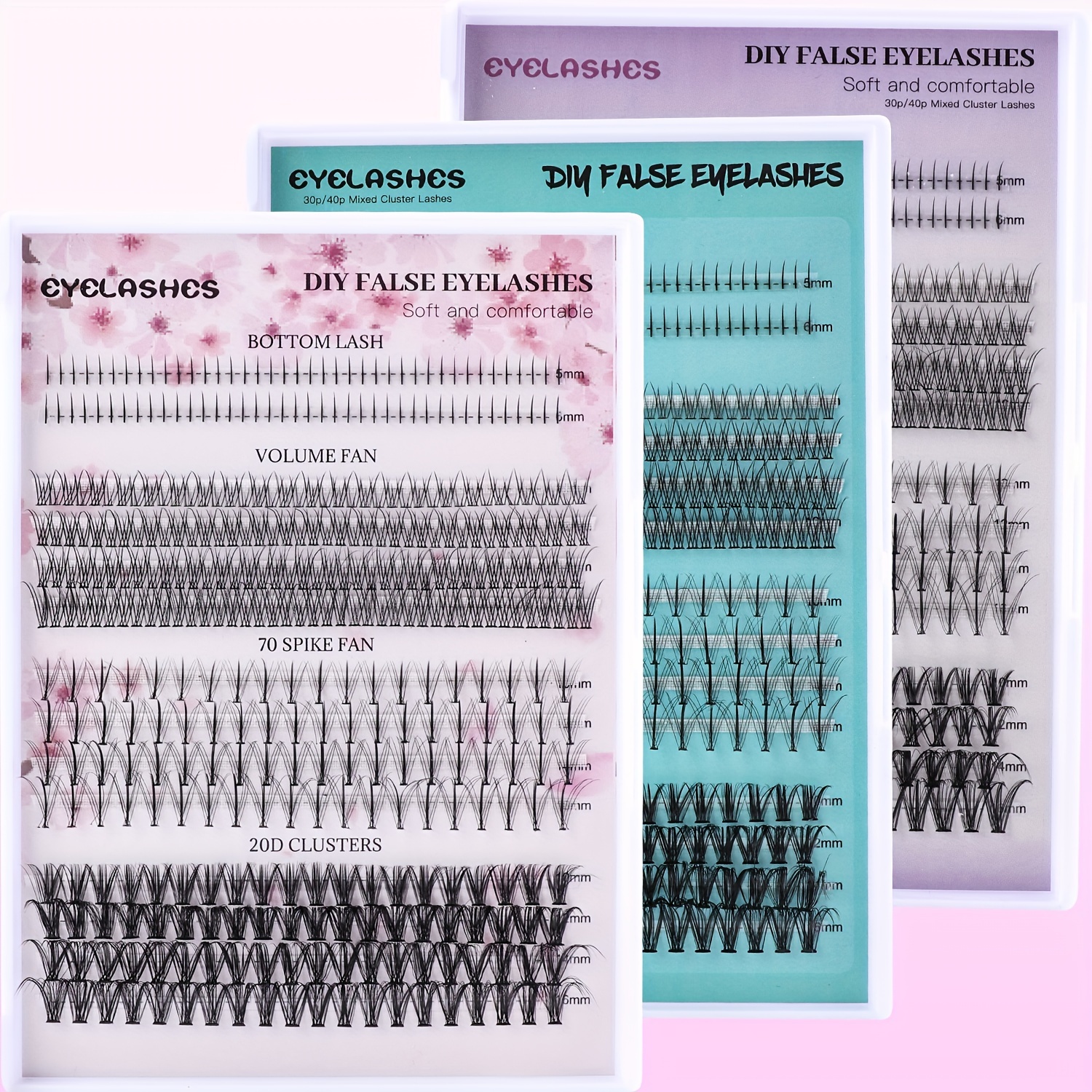 

404 Cluster High-capacity Diy Mixed Single Strand Long Eyelash Extension Kit, 10-16mm C , Fishtail Style Lash Extensions, Reusable Up To 5 Times, Comfortable & Easy To Apply