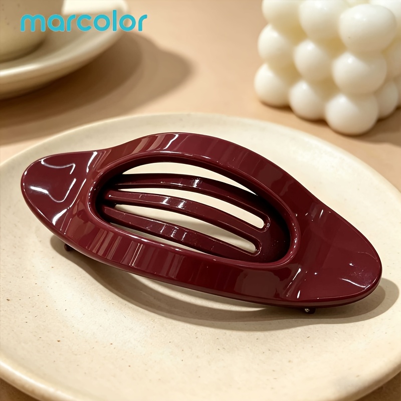 TEMU Marcolor 1pc Glossy Hollow Duckbill Hair Clips For Women, Large Non-slip Hair Barrettes, Solid Color Ponytail Fixing Hair Pins, Elegant Daily
