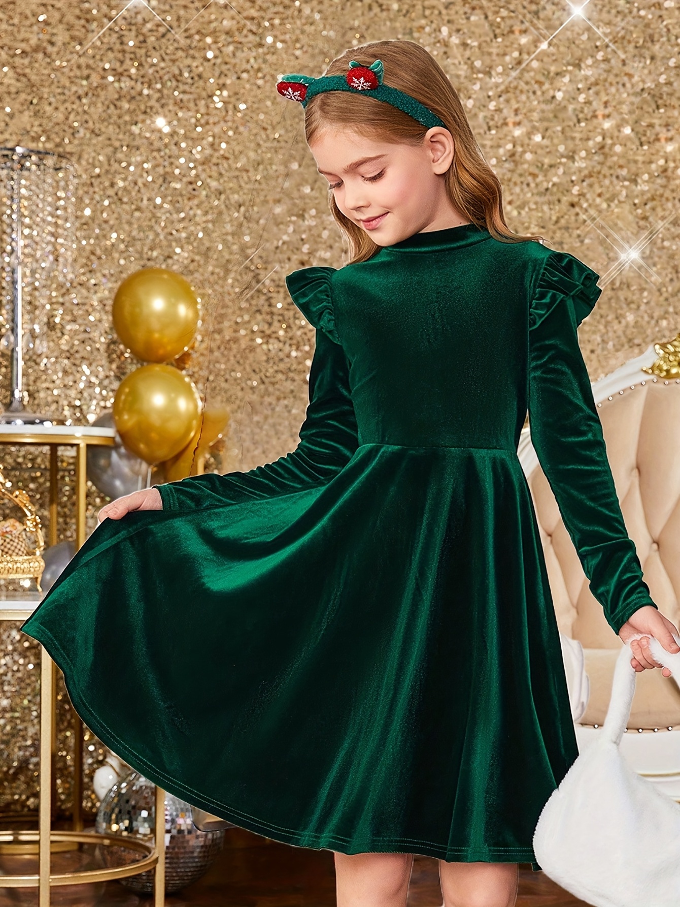 green velvet dress sold on Temu United States