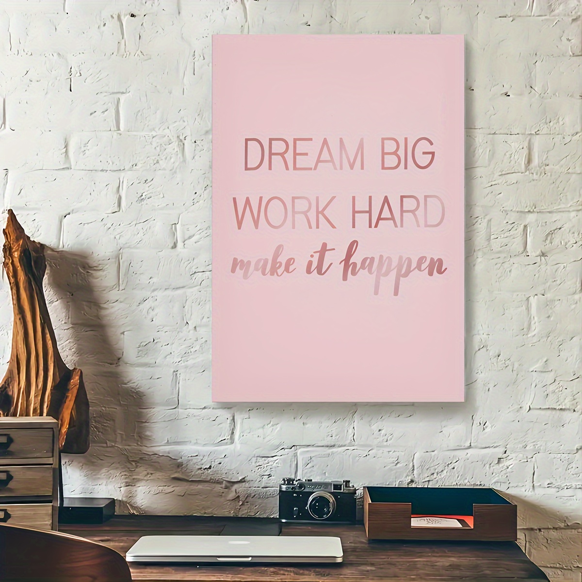 

Rose Golden Inspirational Quote Canvas Art - 11.8"x15.7" Wooden Wall Decor For Living Room, Bedroom, Kitchen & Office - Decoration Or Festival Gift