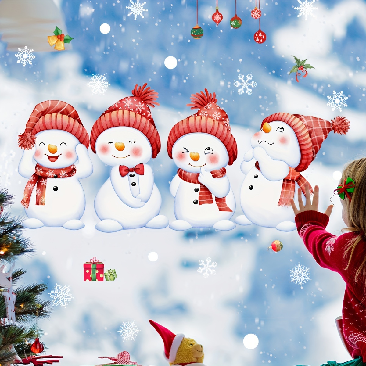 

Christmas Snowman & Clings - Reusable, - Decals For