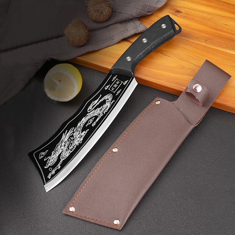 TEMU 1pc Dragon Pattern Bone - Professional Butcher Knife For Precise Cutting Of Beef, Lamb, And More, Sharp Kitchen Tool For Slicing, Ideal For Men And A Perfect Gift .