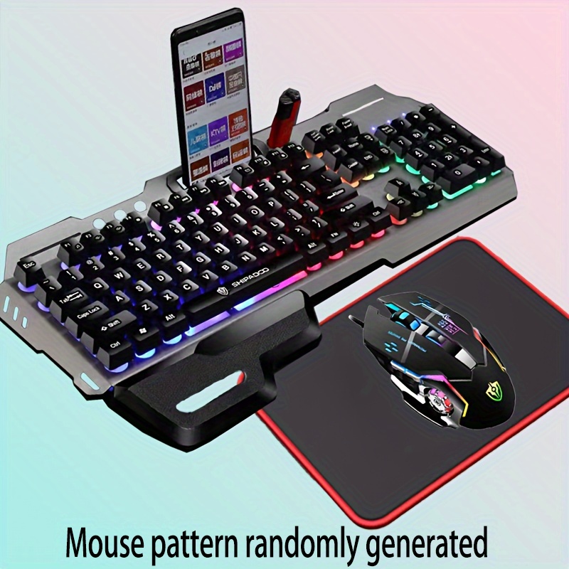 Bekabelde gamingtoetsenbord- en -muisset met muismat