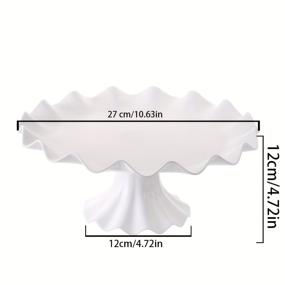 Image of White Plastic Dessert Stand With Edge & Single-tier Pedestal - Large Round Base, Sturdy Pp Plate For Weddings, Showers, Parties, Afternoon Tea - Non-toxic Cake Display For Cakes, Cupcakes, Macarons