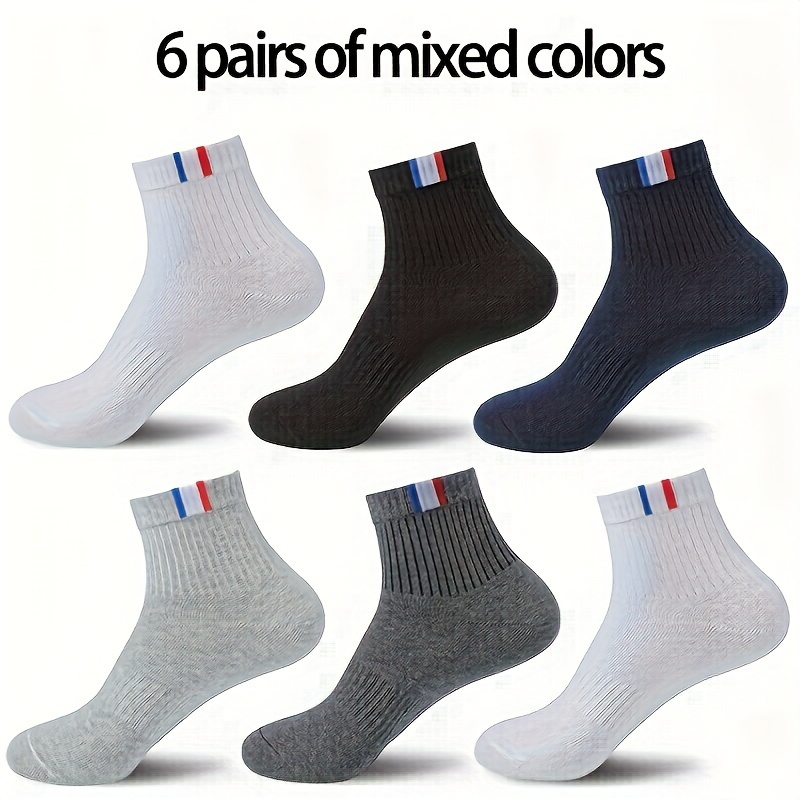 TEMU 6 Pairs Of Premium Mens Mid Crew - Ultra-comfy, Sweat-absorbing, Breathable, Moisture-wicking, Arch Support, Cushioned, Anti-odor - Ideal For