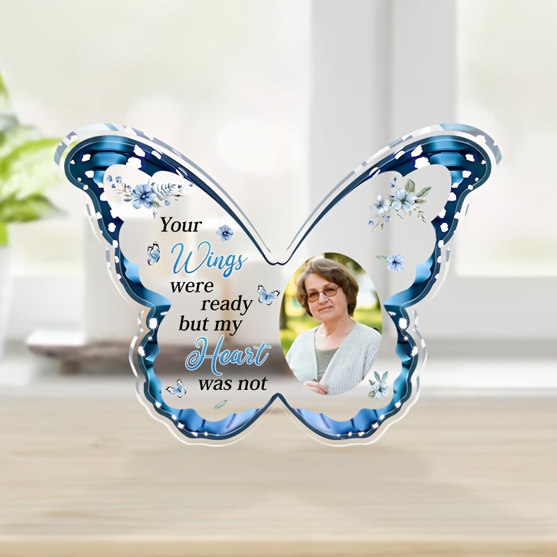 

1pc Custom Personalized Acrylic Photo Plaque (3.9x5.4x0.39 Inch), Custom Pictures Memorial Gift For Loss Of Father Mother Or Grandparents Emotional Keepsake Desk Paperweight, Memorial Keepsakes