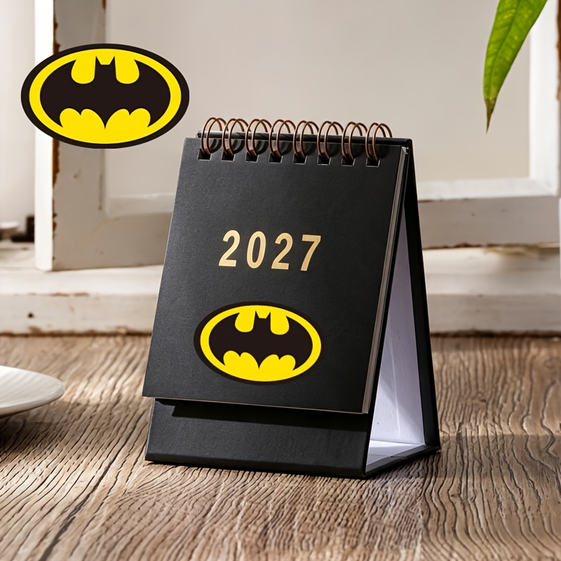 TEMU 2027 Classic Batman Desktop Flip Calendar, Superhero-themed Mini Calendar, Study Office Bedroom Desktop Decoration, Portable Monthly Date