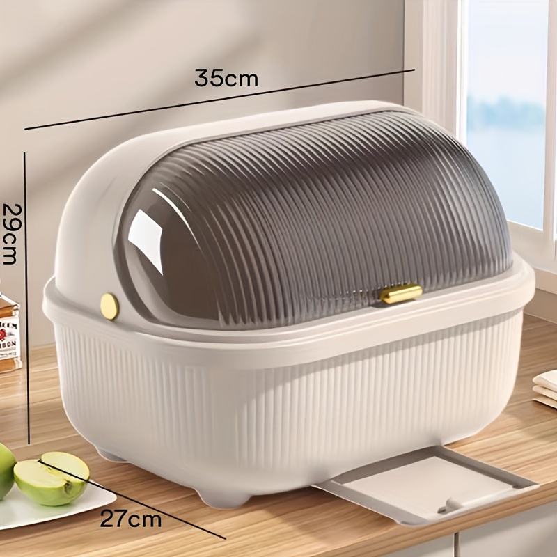 enclosed plastic dish rack large capacity kitchen storage box for dishes and utensils with cover dust proof insect proof drainer organizer container no electricity needed details 3