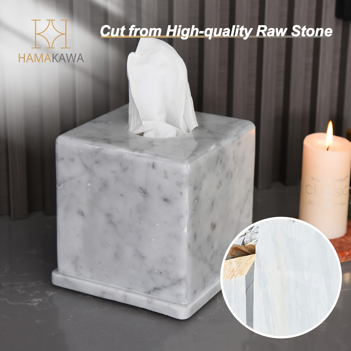 1pc     tissue box cover, vintage design facial napkin dispenser, sturdy base with rubber feet, for bathroom, bedroom, kitchen decor, 6 inch Product details 3