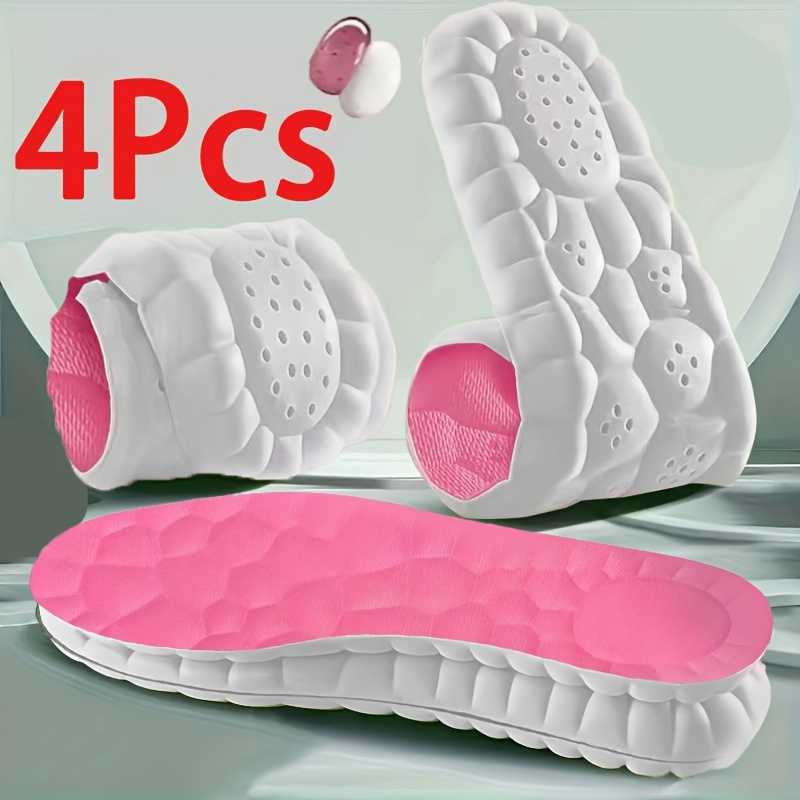 4pcs Sponge Sports Shoe Insoles, Shock-Absorbing, Comfortable, Breathable, for Men, Women, Running Accessories