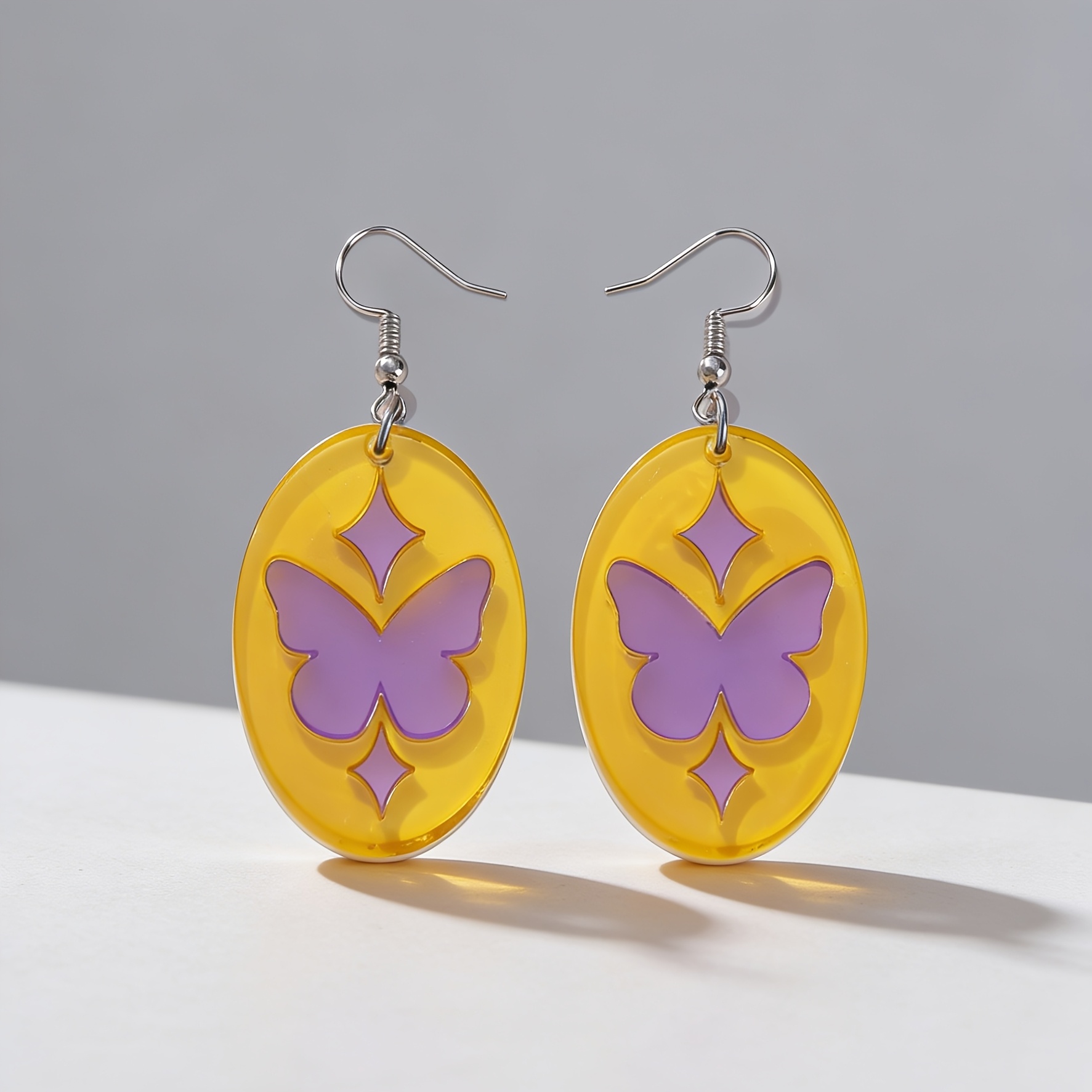Women's Sweet Acrylic Jelly Double-Layer Butterfly Earrings