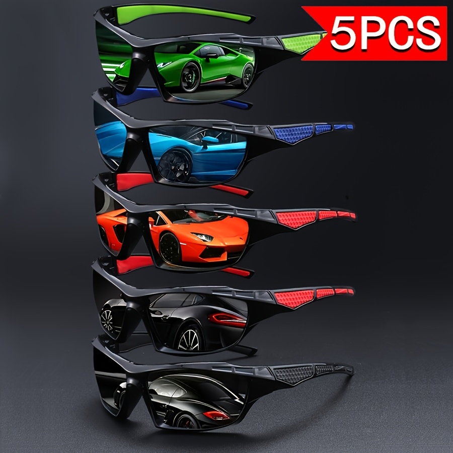Image of 5pcs Unisex Fashionable Wrap-around Glasses, Yk2 Style, Suitable For Cycling, Beach Parties, Fishing, And Kayaking, New Year's Gift
