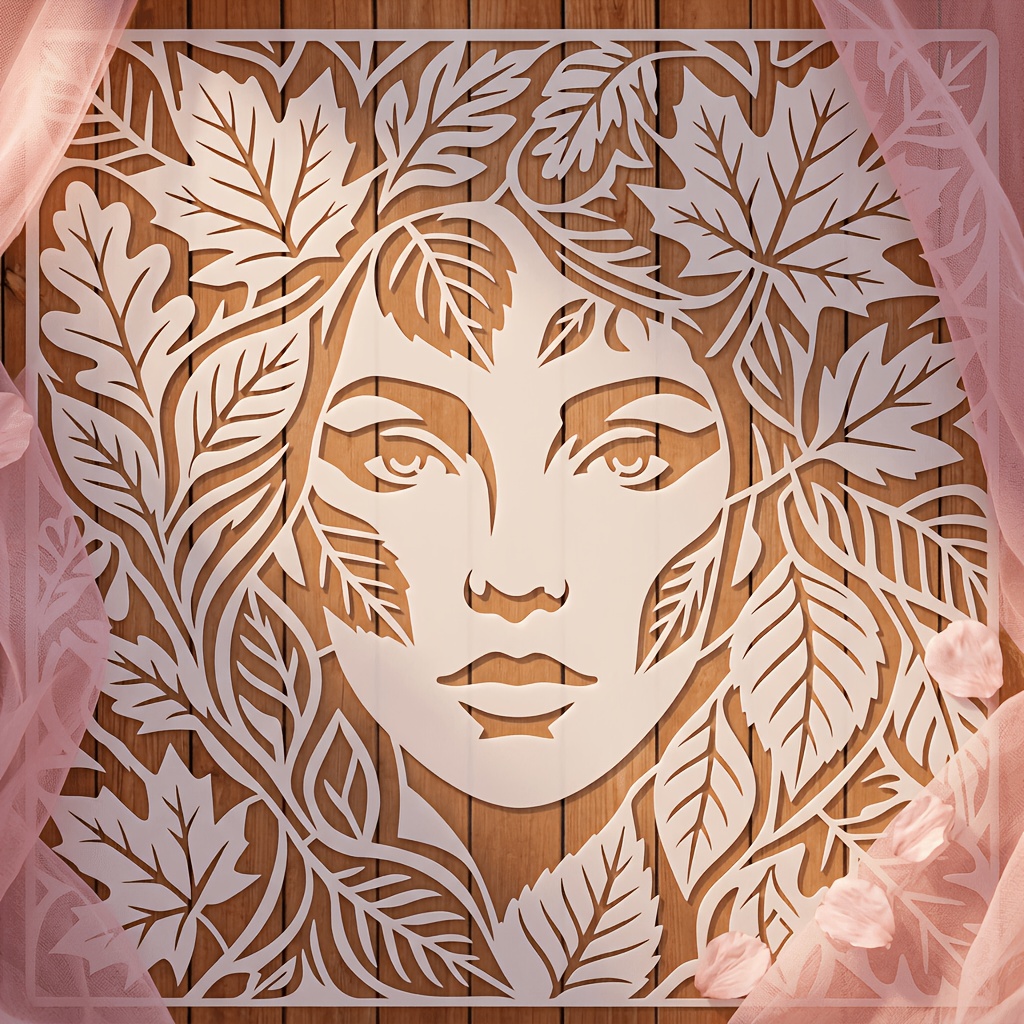 TEMU 1pc Goddess Hollow Template, 12x12 Inch Reusable Painting Stencil, Template, Goddess Template, Tattoo Template, Leaf Template, Female Facial