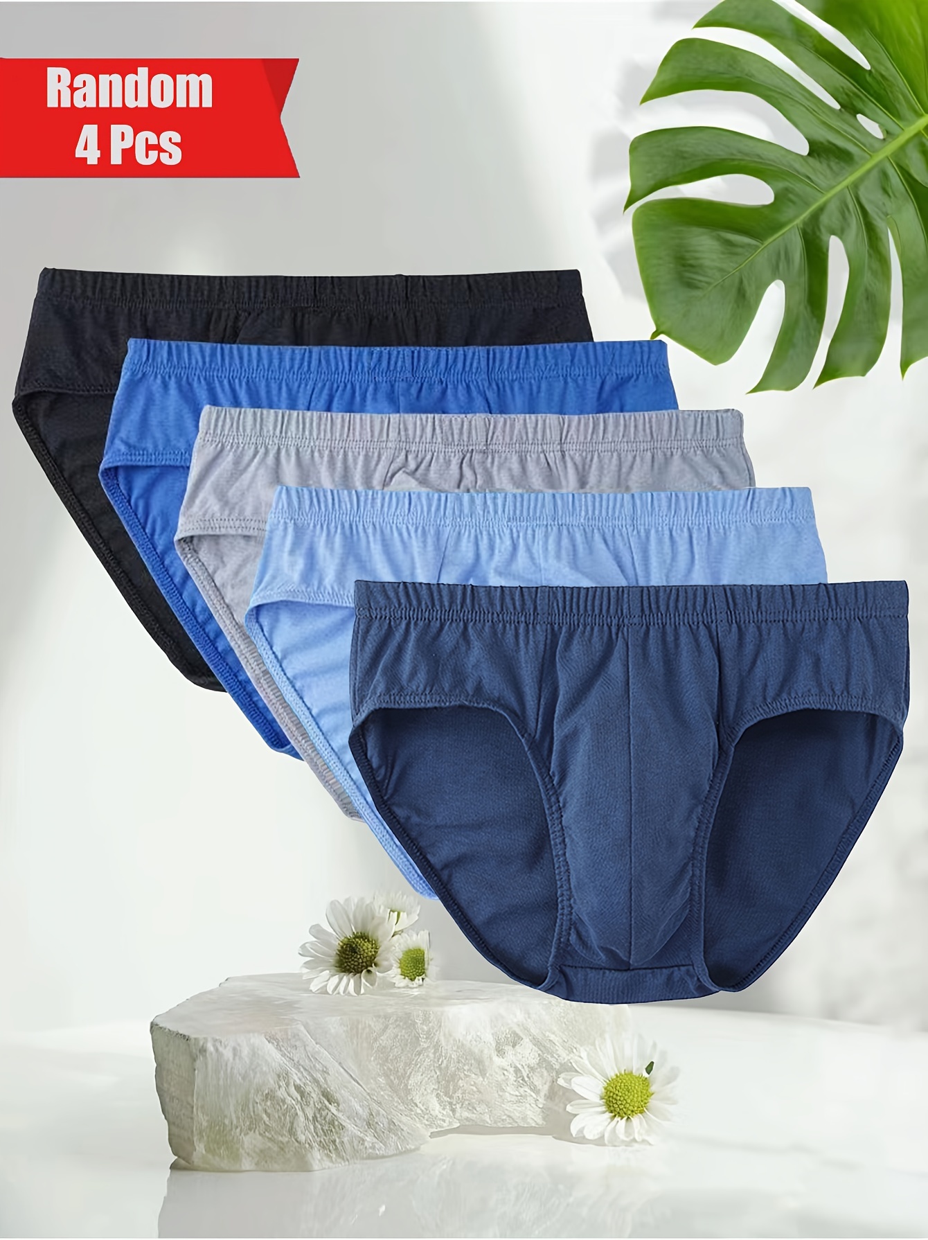 random 4pcs set of casual mens underwear comfortable seamless breathable mens   briefs   mens underwear multi size  