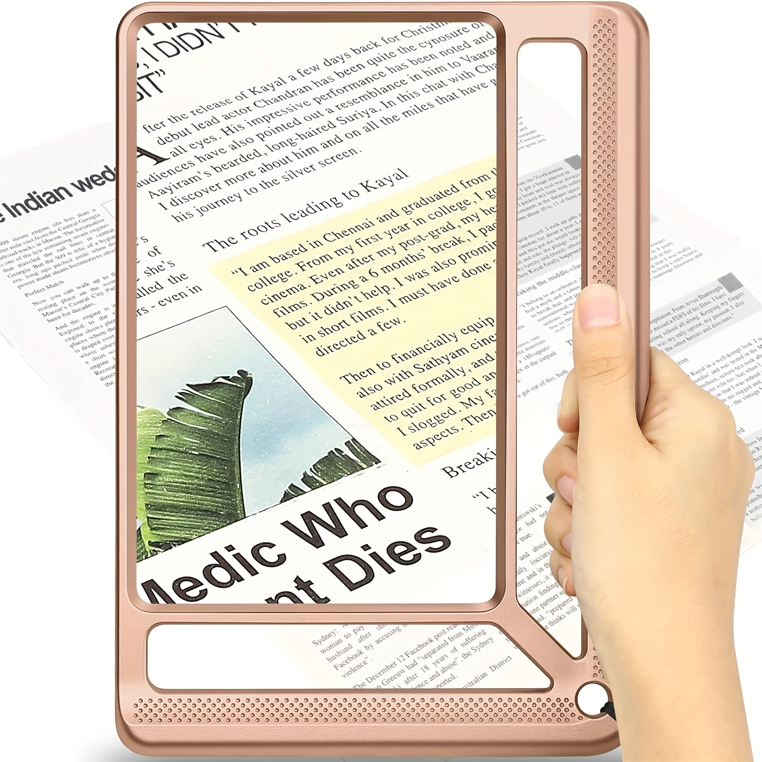 10x vergrößerungsglas mit ergonomischem rutschgriff & trageband – großes rechteckiges leseglas für bücher, handy, computer – leichtgewichtige ganzseiten-  mit stabilem standfuß – ideal für senioren, sehbehinderte digitale bildschirme – kompatibel mit ipad,  , büchern, handy-vergrößerungsscreen, nlicht für bastelarbeiten,buch ,  für bastelarbeiten