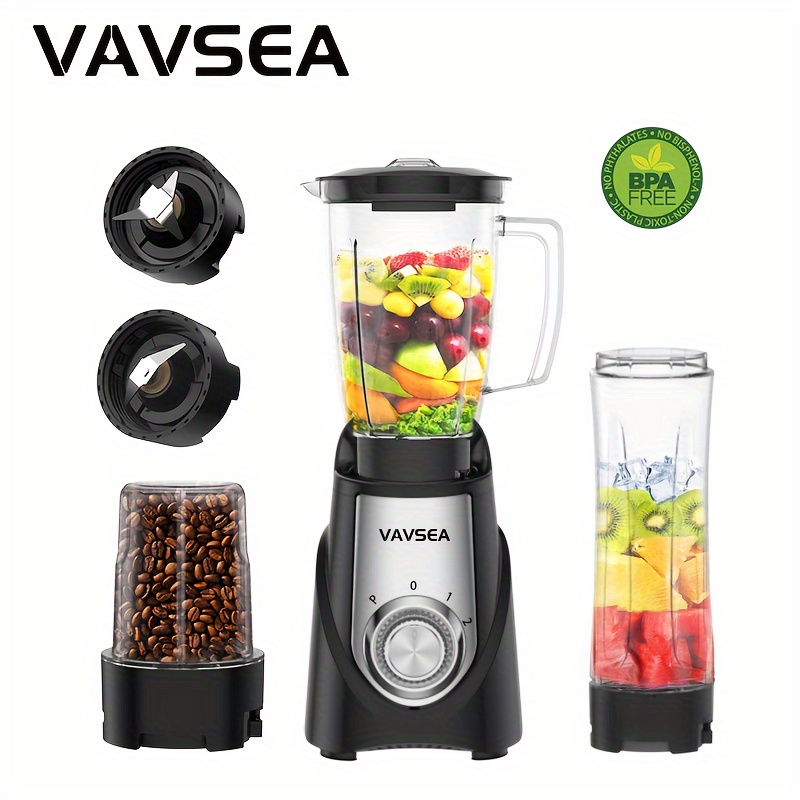 TEMU Vavsea 1000w Smoothie Blender For Shakes And Smoothies, 3 In1 Kitchen Personal Blenders And Grinder Combo For Protein Drinks, Bpa-free, 2 Speeds & Pulse