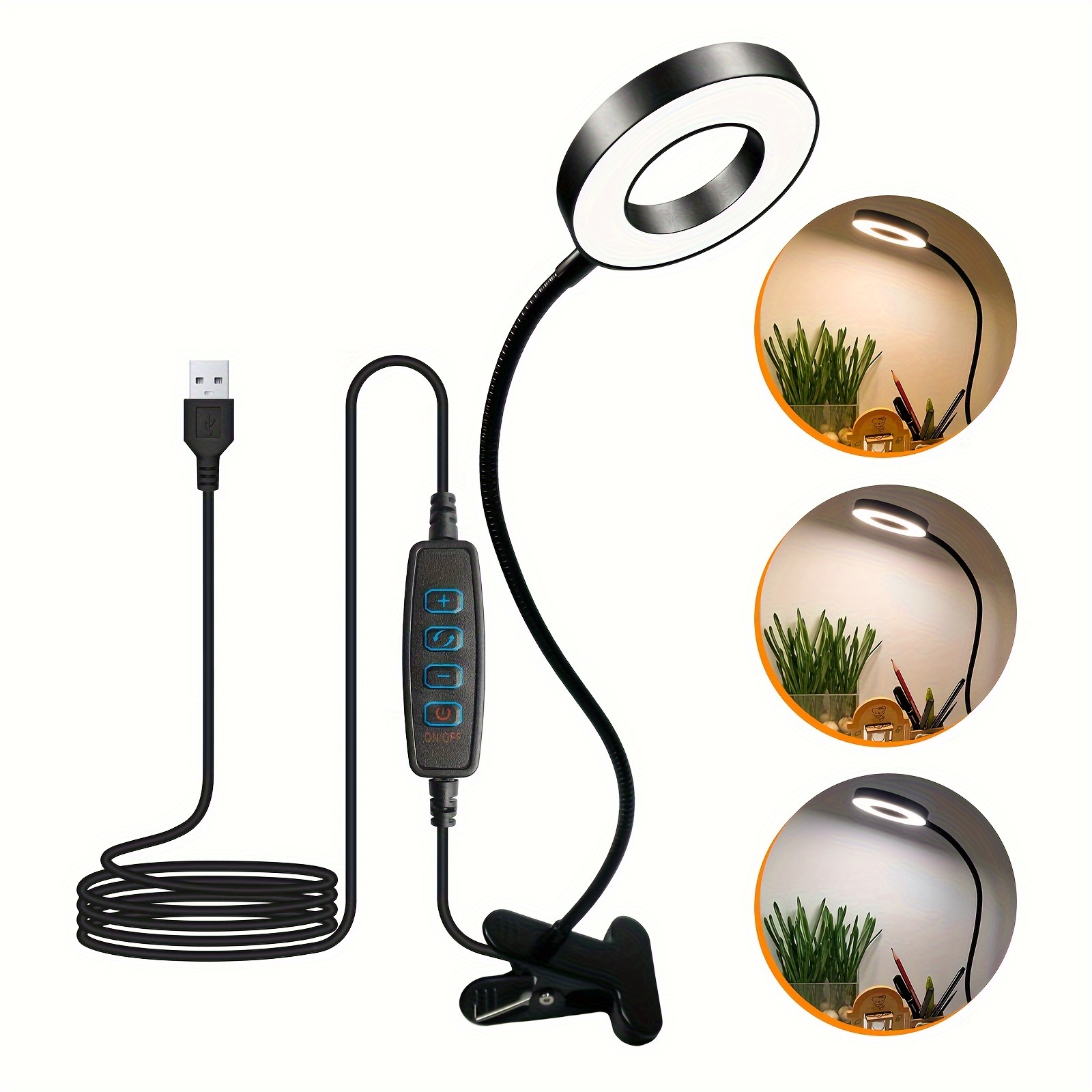 

2pcs/4pcs Led Reading Work Bed Light With Clip, 3 Colors, 10 Adjustable, 360 ° Rotating Metal Gooseneck Table Lamp, Used For Home Office Work Reading Bed Clip On Desk Light And Headboard