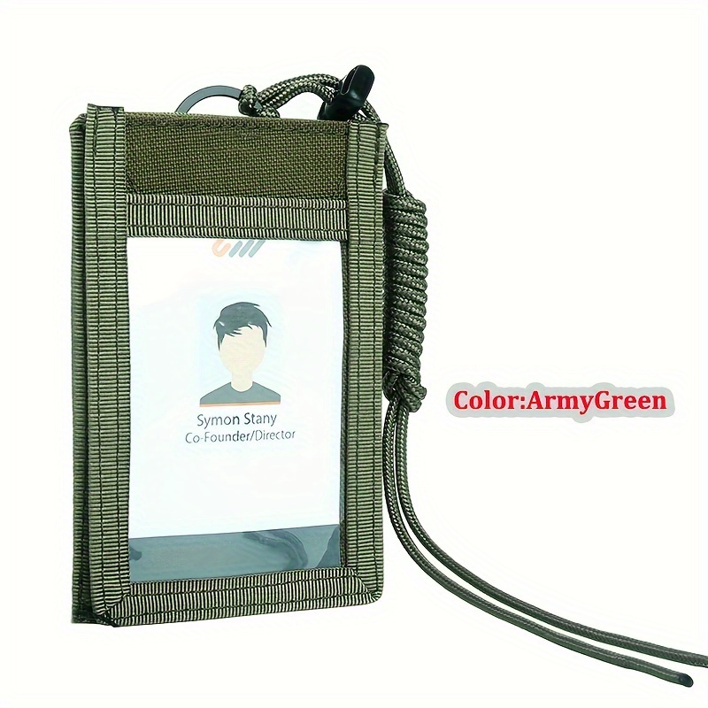 TEMU New Tactical Id Card Holder Hook Loop Patch Badge Holders Outdoor Travel Pouch Pen Purse And Nylon Lanyard Credit Card Organizer Name Tag Cases