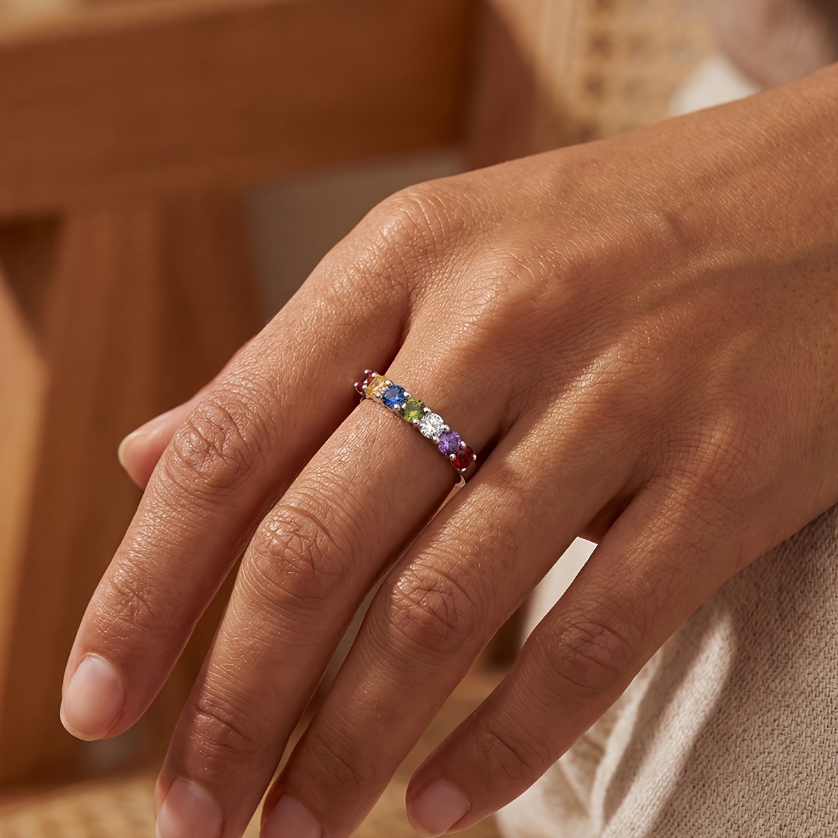 Luxury Stackable Synthetic Zirconia Rings, Wedding Band Set