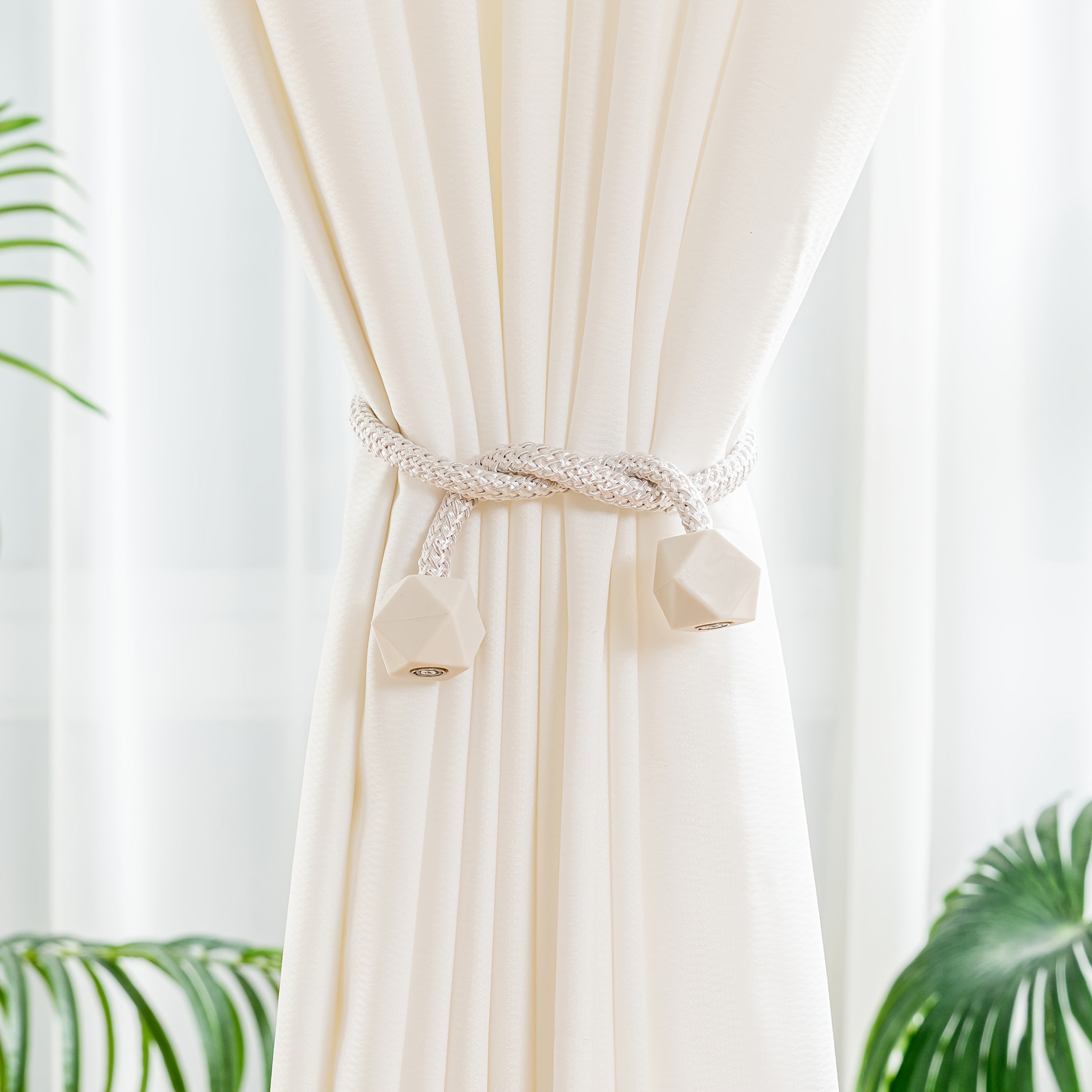4pcs Modern Magnetic Curtain Tiebacks - Adjustable, Strong Hold for Bedroom & Living Room Decor