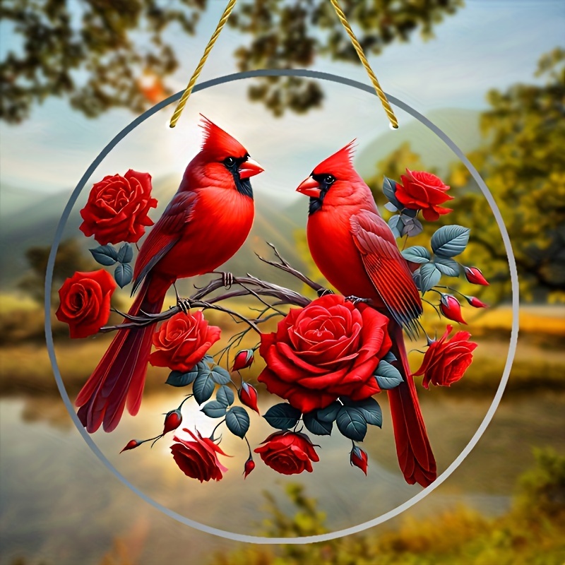 

1pc/2pcs 2d Sun , Acrylic Bird Shaped Window Hanging, Round Wreath Decoration For Home And Porch, Ideal Holiday Gift