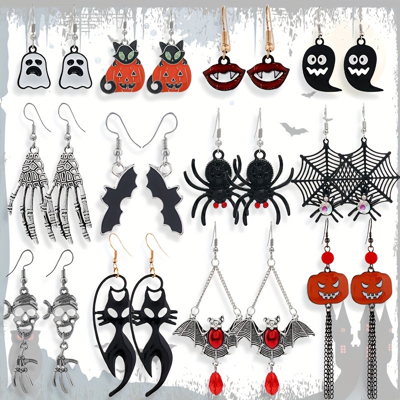 

[ ] 12 Of Halloween Set: Bat, Skull, , Spider, , In Alloy For