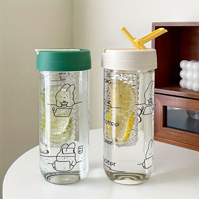 1pc, Vaso de vidrio con tapa y pajita, botella de agua estilo origami  japonés de 500 ml/16.9 oz, vasos de agua transparentes, utensilios para  beber en