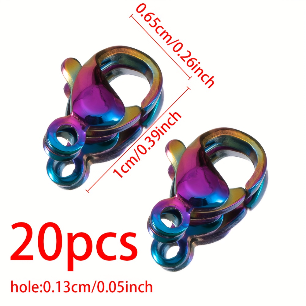 20 Colorful Stainless Steel Lobster Clasps In 9/10/12mm, Electroplated Jewelry Fasteners For Handmade Bracelets And Necklace Connectors