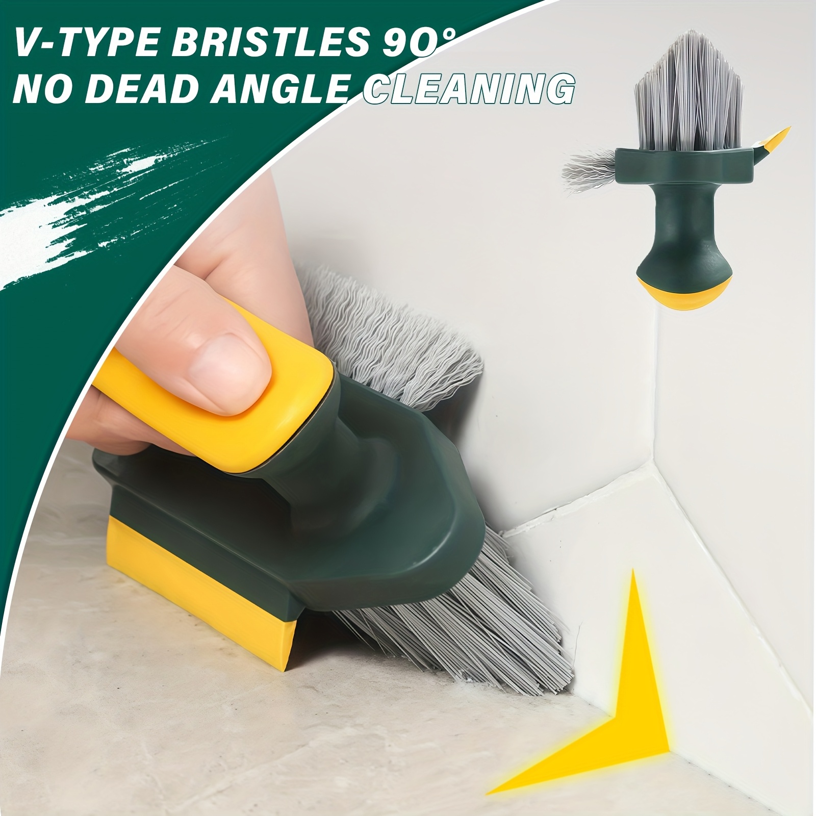 a versatile cleaning brush that can tight spaces   removes stains features bristles   sides is designed for   and is   portable and sturdy making it   cleaning bathrooms kitchens and living rooms Product details 4