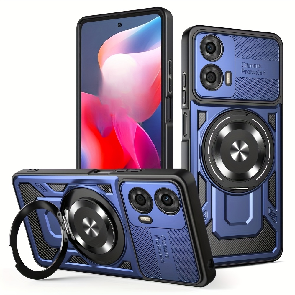 TEMU Phone Case - Compatible With For Moto G04, G24, G34, G54, G84, A Matte Textured, Shock-resistant Phone Case With A Magnetic Car Bracket