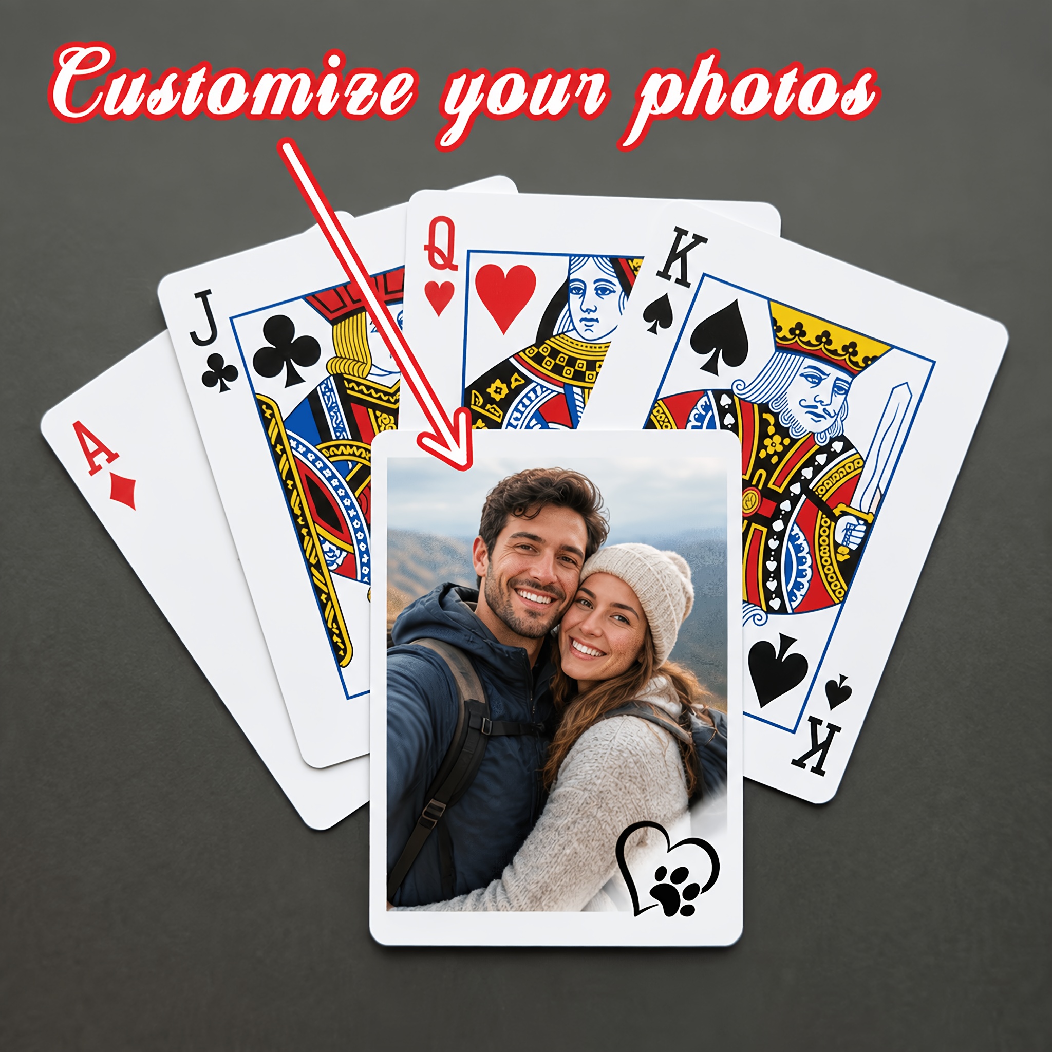 TEMU Carte da gioco personalizzate - carte, stampa le tue foto, design personalizzati o aggiungi testo , per compleanni, San, anniversari, regalo per